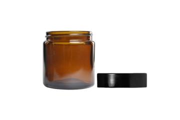 Size:120ml Amber Glass Cosmetic Jar & Lid from Ahimsa Oils
